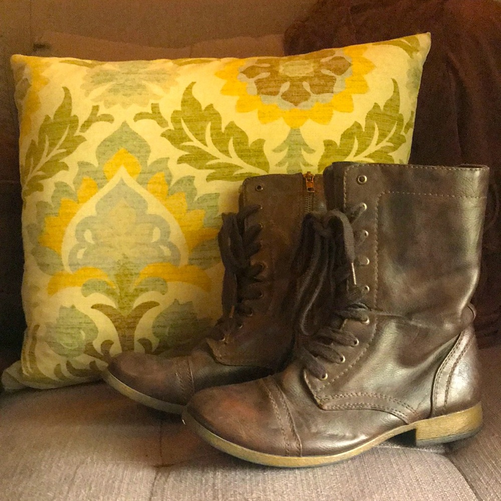 Brown Man Made Zip on Boots